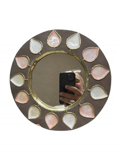Mithe Espelt 1970s Studio pottery ceramic wall mirror by Mithe Espelt