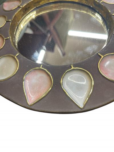 Mithe Espelt 1970s Studio pottery ceramic wall mirror by Mithe Espelt