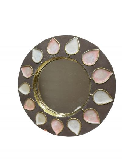 Mithe Espelt 1970s Studio pottery ceramic wall mirror by Mithe Espelt