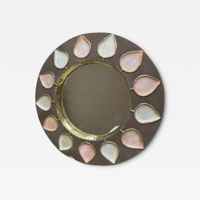 Mithe Espelt 1970s Studio pottery ceramic wall mirror by Mithe Espelt