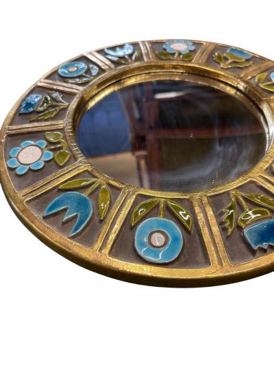 Mithe Espelt 1970s Studio pottery ceramic wall mirror by Mithe Espelt