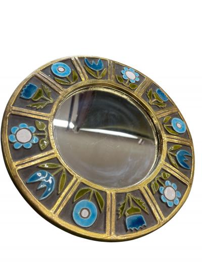 Mithe Espelt 1970s Studio pottery ceramic wall mirror by Mithe Espelt