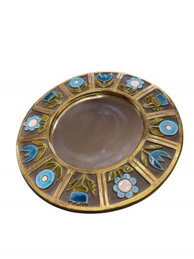 Mithe Espelt 1970s Studio pottery ceramic wall mirror by Mithe Espelt