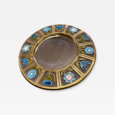 Mithe Espelt 1970s Studio pottery ceramic wall mirror by Mithe Espelt