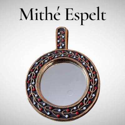 Mithe Espelt 1970s Studio pottery ceramic wall mirror by Mithe Espelt