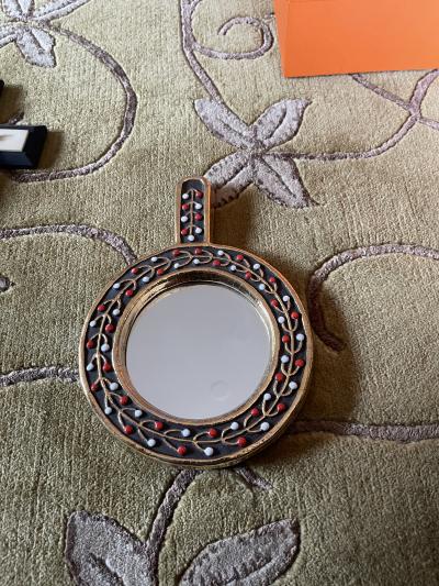 Mithe Espelt 1970s Studio pottery ceramic wall mirror by Mithe Espelt