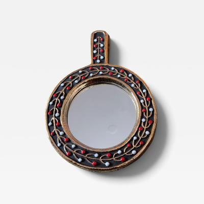 Mithe Espelt 1970s Studio pottery ceramic wall mirror by Mithe Espelt