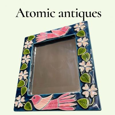 Mithe Espelt 1970s Studio pottery ceramiw wall mirror by Mith Espelt