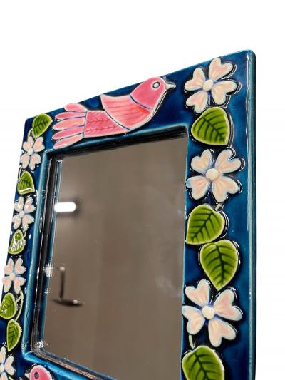 Mithe Espelt 1970s Studio pottery ceramiw wall mirror by Mith Espelt