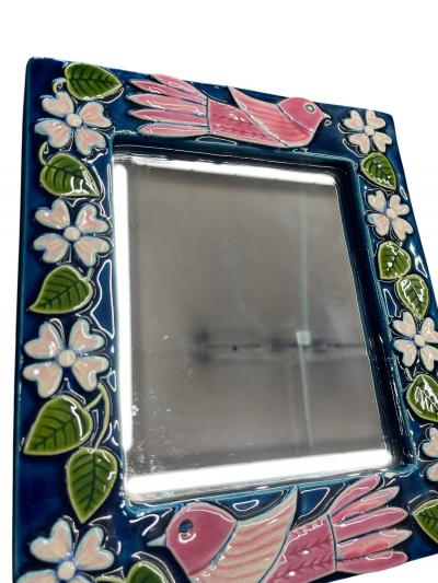Mithe Espelt 1970s Studio pottery ceramiw wall mirror by Mith Espelt