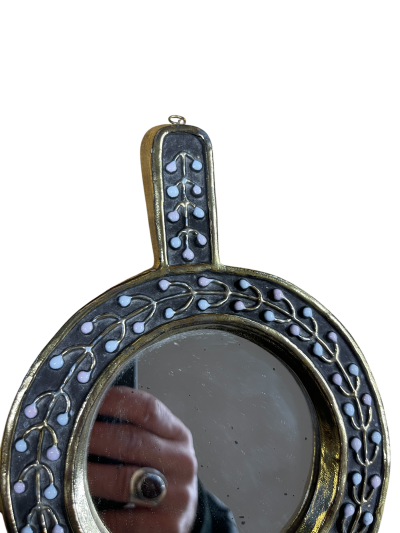 Mithe Espelt 1970s Studio pottery decorative ceramic wall mirror by Mith Espelt