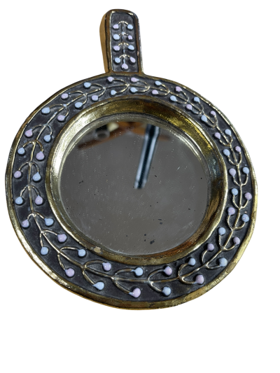 Mithe Espelt 1970s Studio pottery decorative ceramic wall mirror by Mith Espelt