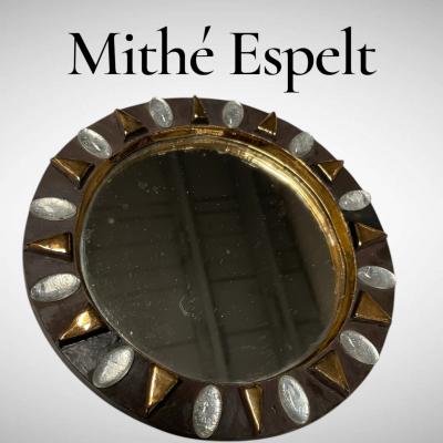 Mithe Espelt 1970s Studio pottery wall Mirror by Mith Espelt