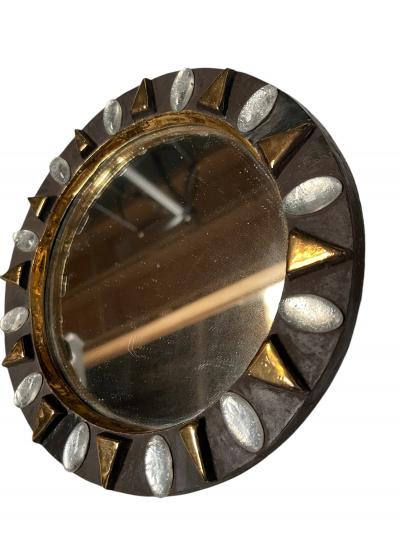 Mithe Espelt 1970s Studio pottery wall Mirror by Mith Espelt