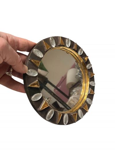 Mithe Espelt 1970s Studio pottery wall Mirror by Mith Espelt