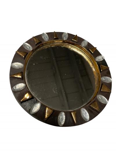 Mithe Espelt 1970s Studio pottery wall Mirror by Mith Espelt