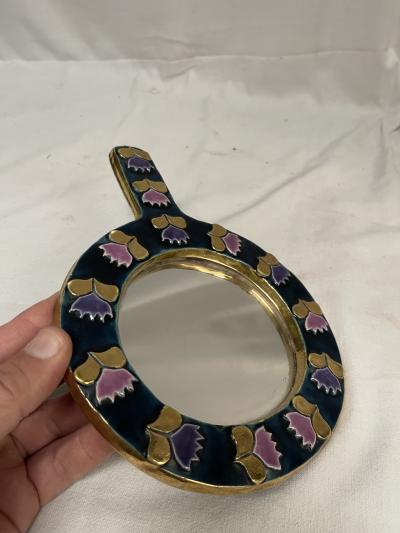 Mithe Espelt 1970s ceramic wall mirror by Mith Espelt