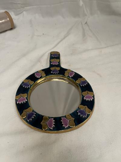 Mithe Espelt 1970s ceramic wall mirror by Mith Espelt