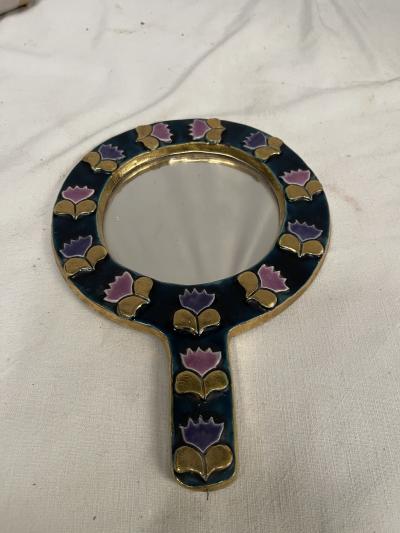 Mithe Espelt 1970s ceramic wall mirror by Mith Espelt