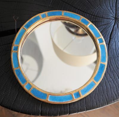 Mithe Espelt A Mithe Espelt Blue Gold Ceramic Mirror