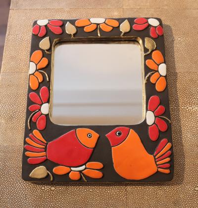 Mithe Espelt A Mithe Espelt Ceramic Bird Mirror circa 1965