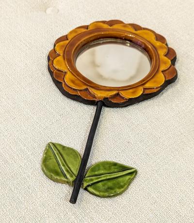 Mithe Espelt CAMELIA Flower hand mirror by Mith Espelt 1965 