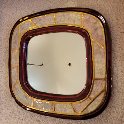 Mithe Espelt Ceramic Constructivist mirror by Mith Espelt France 1960s
