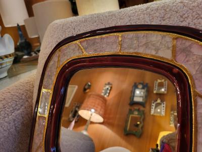 Mithe Espelt Ceramic Constructivist mirror by Mith Espelt France 1960s