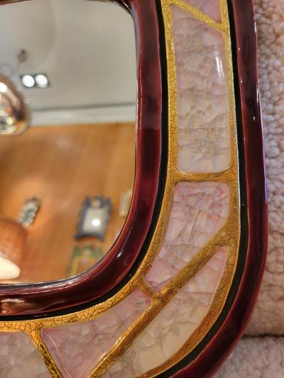 Mithe Espelt Ceramic Constructivist mirror by Mith Espelt France 1960s