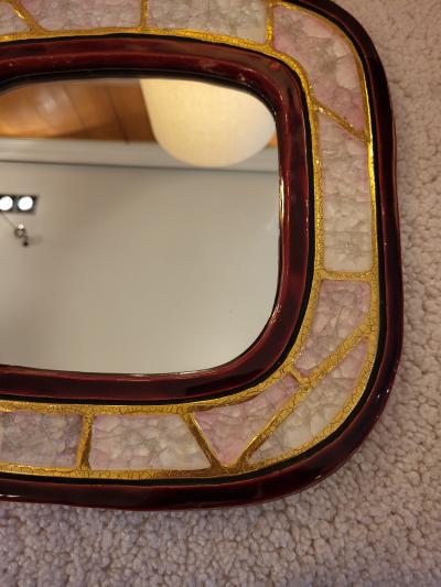 Mithe Espelt Ceramic Constructivist mirror by Mith Espelt France 1960s