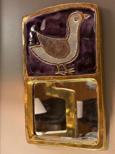 Mithe Espelt Ceramic Mirror by Mith Espelt France 1970s