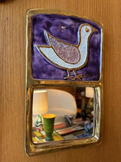 Mithe Espelt Ceramic Mirror by Mith Espelt France 1970s