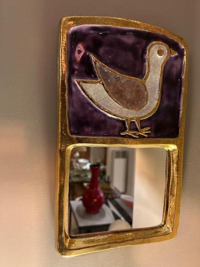 Mithe Espelt Ceramic Mirror by Mith Espelt France 1970s