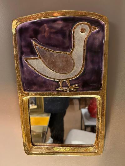 Mithe Espelt Ceramic Mirror by Mith Espelt France 1970s