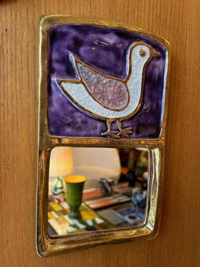 Mithe Espelt Ceramic Mirror by Mith Espelt France 1970s