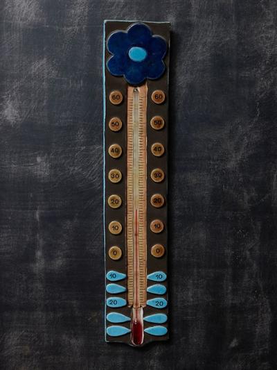 Mithe Espelt Ceramic Thermometer by Mith Espelte with Flower Motif