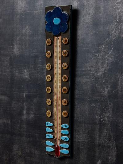 Mithe Espelt Ceramic Thermometer by Mith Espelte with Flower Motif