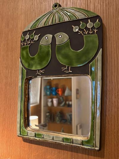 Mithe Espelt Ceramic mirror Cage by Mith Espelt France 1960s