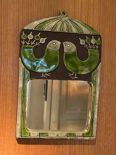 Mithe Espelt Ceramic mirror Cage by Mith Espelt France 1960s