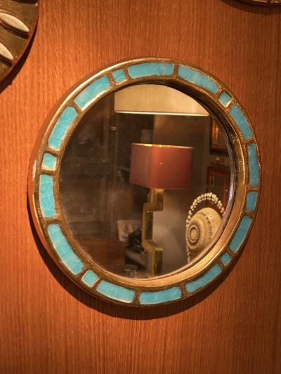Mithe Espelt Ceramic mirror Engrenages by Mith Espelt France 1960s