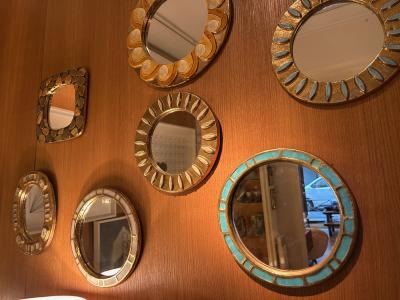 Mithe Espelt Ceramic mirror Engrenages by Mith Espelt France 1960s