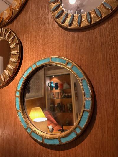 Mithe Espelt Ceramic mirror Engrenages by Mith Espelt France 1960s
