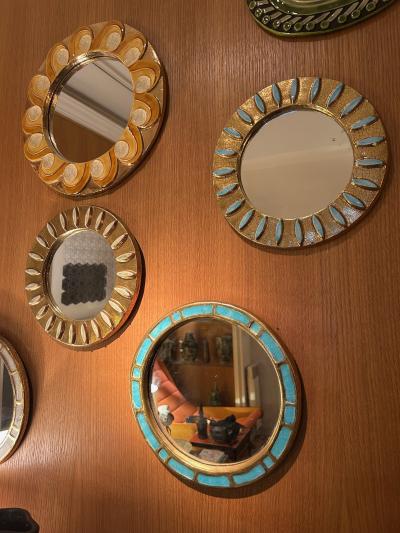 Mithe Espelt Ceramic mirror Engrenages by Mith Espelt France 1960s