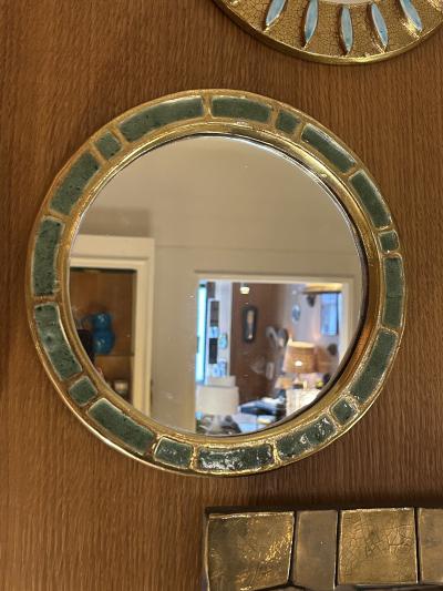 Mithe Espelt Ceramic mirror Engrenages by Mith Espelt France 1960s
