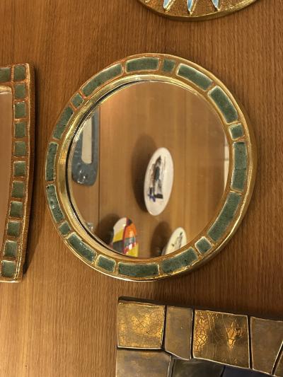 Mithe Espelt Ceramic mirror Engrenages by Mith Espelt France 1960s