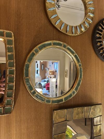 Mithe Espelt Ceramic mirror Engrenages by Mith Espelt France 1960s
