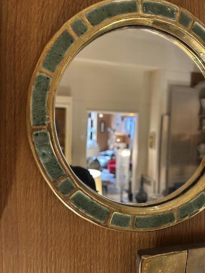 Mithe Espelt Ceramic mirror Engrenages by Mith Espelt France 1960s