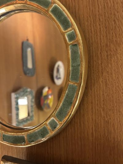 Mithe Espelt Ceramic mirror Engrenages by Mith Espelt France 1960s