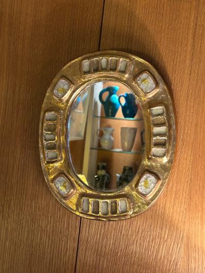 Mithe Espelt Ceramic mirror M rida by Mith Espelt France 1960s