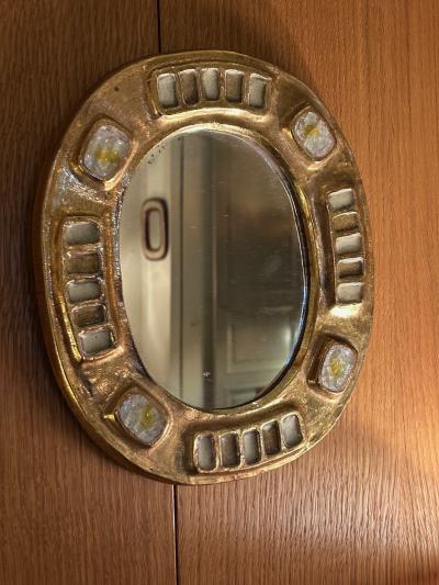 Mithe Espelt Ceramic mirror M rida by Mith Espelt France 1960s